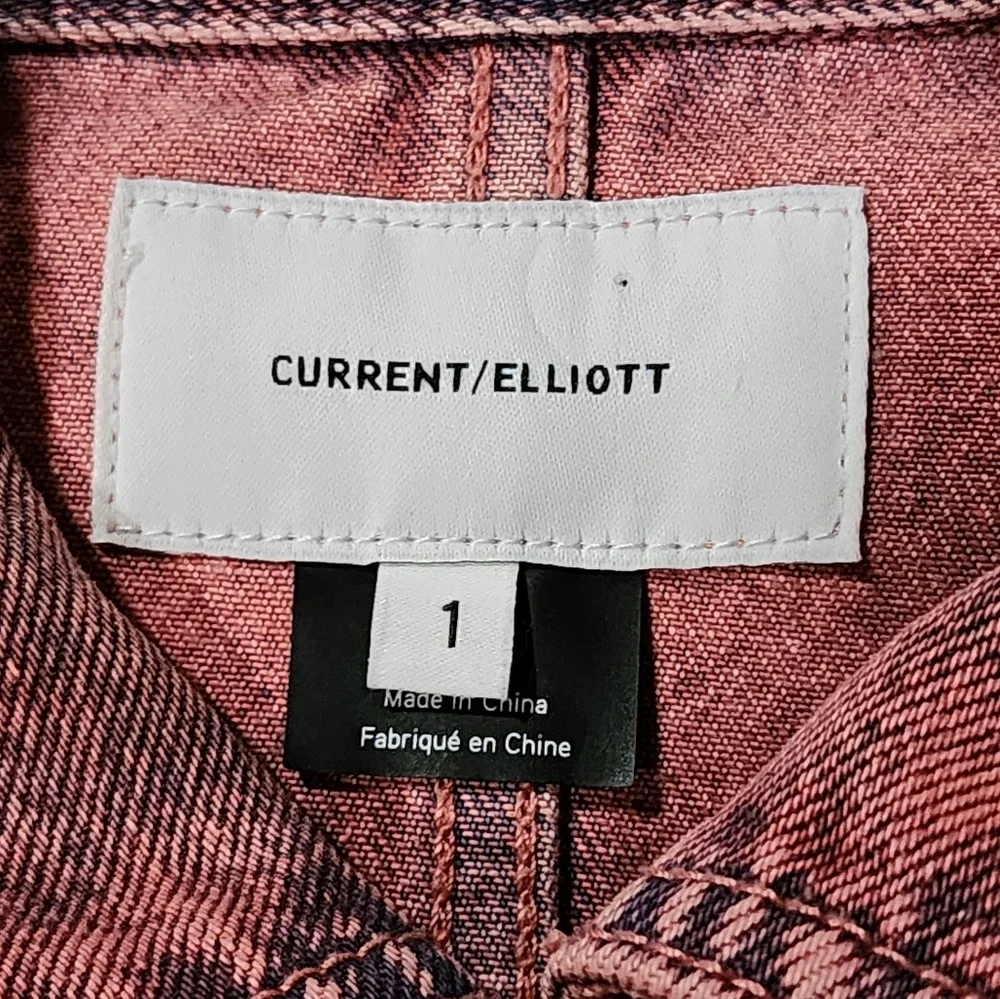 Current/Elliott Pink Denim Button-Up Shirt Dress Size 1 Utility Style Cotton - Picture 6 of 7